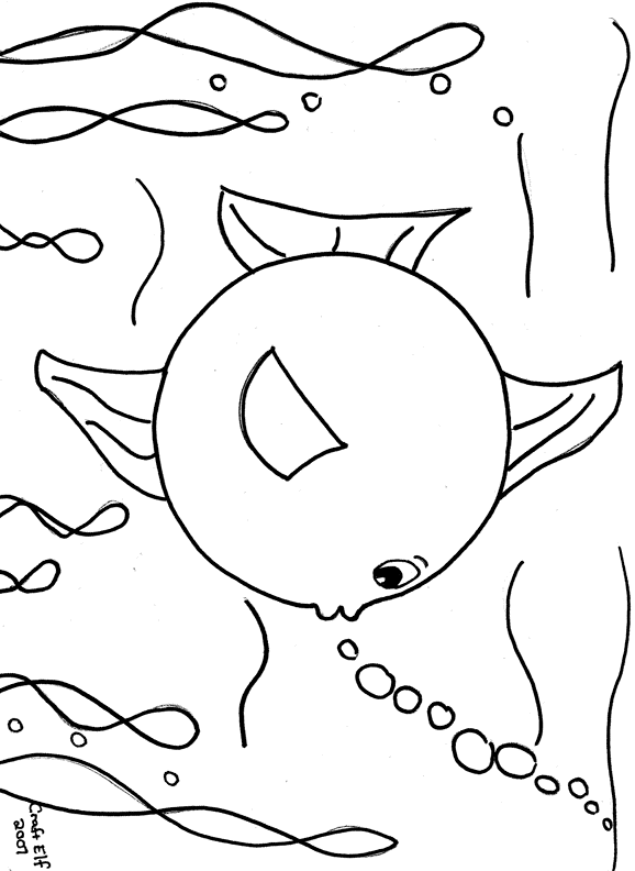 Free puffer fish coloring page